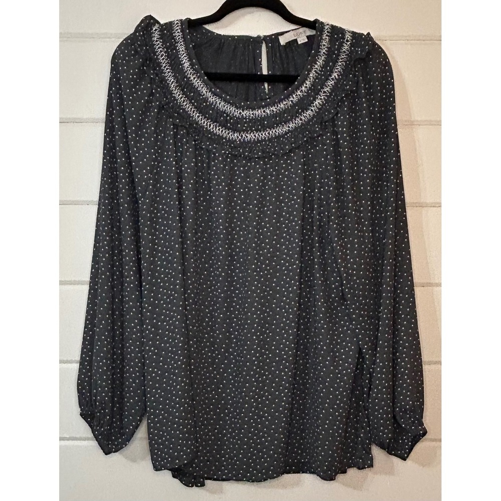 LOFT Gray and White Blouse Elegant Top